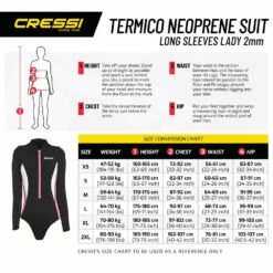 Maillot TERMICO CRESSI Manches Longues Dame 2mm 7 Maillot TERMICO CRESSI Manches Longues Dame 2mm -La Palanquee Soldes Magasin termico dame manche long ta 2