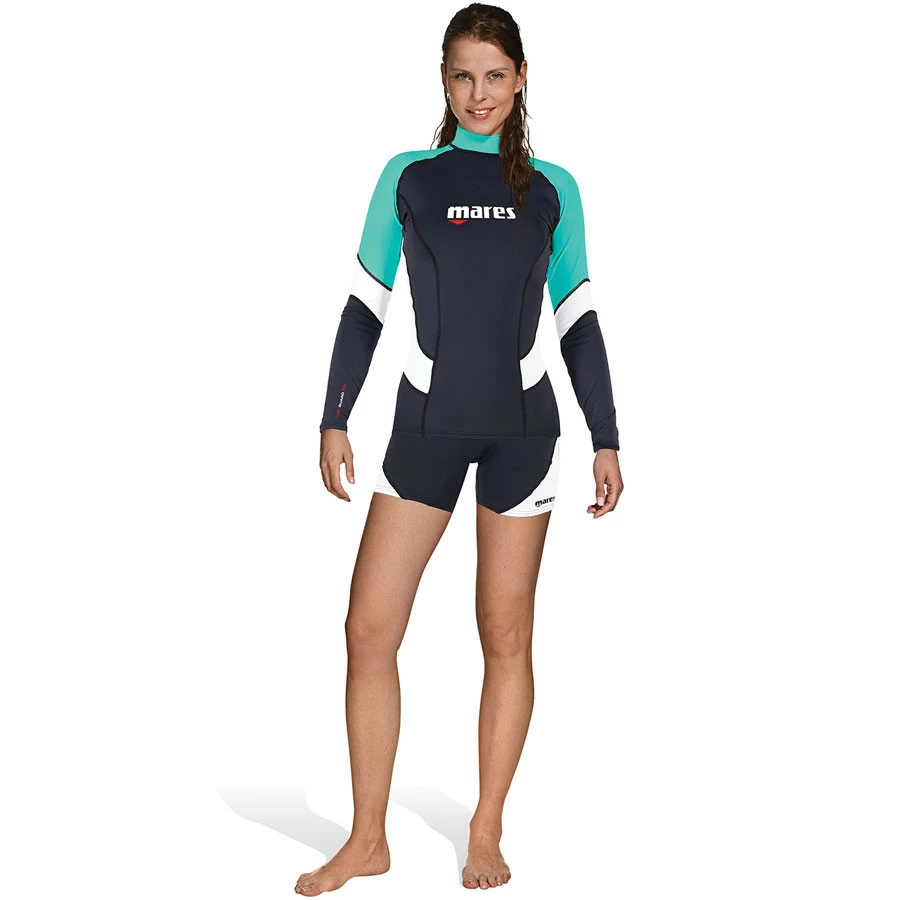 Top RASHGUARD Loose Fit MARES Manches Longues Dame Turquoise 1 Top RASHGUARD Loose Fit MARES Manches Longues Dame Turquoise